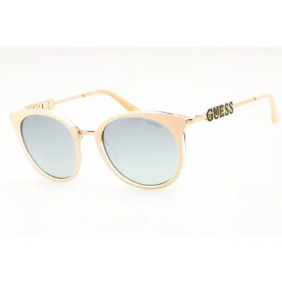Guess Ladies Beige Round Sunglasses Gu7645 In Multi