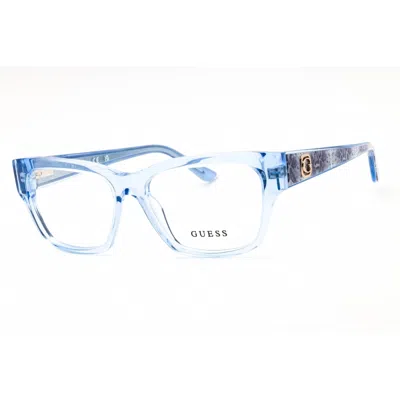 Guess Ladies Blue Rectangular Eyeglass Frames Gu50126 In Multi