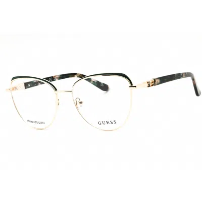 Guess Ladies Green Cat Eye Eyeglass Frames Gu2982 In Gold