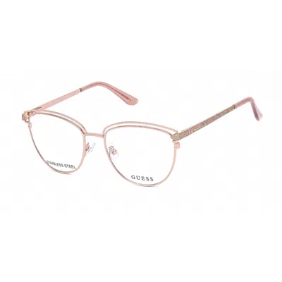 Guess Ladies Rose Gold Tone Cat Eye Eyeglass Frames Gu2685 In Pink