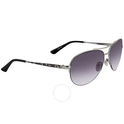 Guess Ladies Silver Tone Pilot Sunglasses Gu7468 10b 59 In Grey/silver Tone