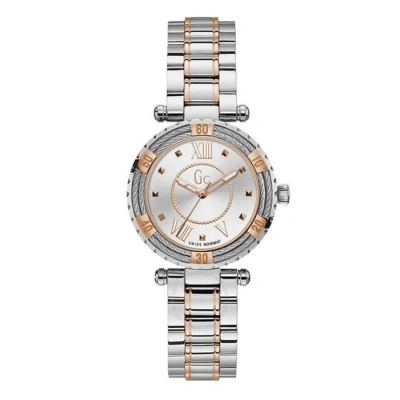 Guess Ladydiver Cable Quartz Silver Dial Ladies Watch Y41003l1 In Two Tone  / Gold Tone / Rose / Rose Gold Tone / Silver