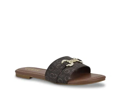 Guess Flamera Slide Sandal In Brown