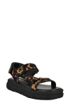Guess Lanara 3 Genuine Calf Hair Sandal In Medium Brown