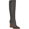 Guess Lannie Boots Women's Dark Brown Leather Almond Toe Knee High Lion292 In Black