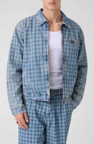 Guess Lasered Plaid Detroit Jacket In Blue