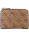 Guess Laurel Ii Logo Zip Around Card Case In Brown