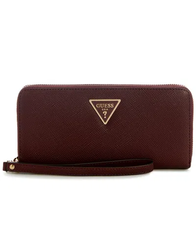 Guess Laurel Ii Zip Around Wristlet In Burgundy
