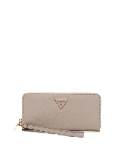 Guess Laurel Large Zip Around Wallet In Taupe