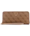 Guess Laurel 4g Logo Basique Large Zip-around Wallet In Latte Logo