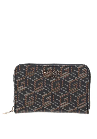 Guess Laurel Slg Large Zip Woman  Swcu8500400-bkg Multicolor In Brown