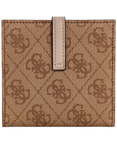 Guess Laurel Slg Tab Card Case In Latte Logo