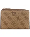 Guess Laurel Zip Around Card Case In Latte Logo