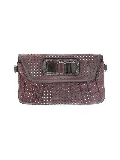 Pre-owned Guess Leather Clutch In Burgundy