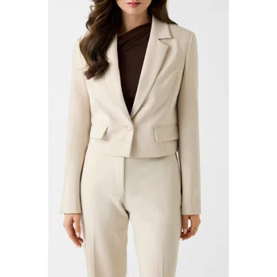 Guess Leila Single Breast Crop Blazer In White