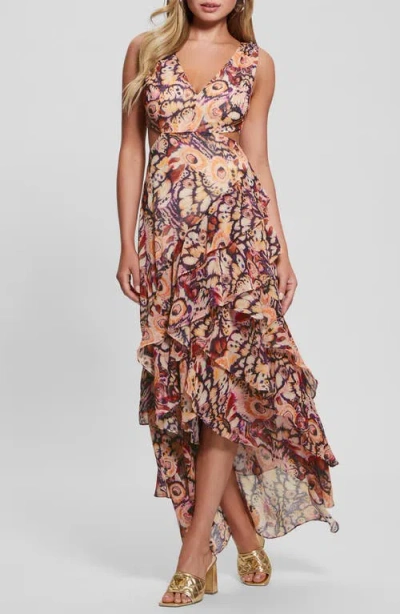 GUESS GUESS LEISHA SLEEVELESS RUFFLE HIGH-LOW DRESS