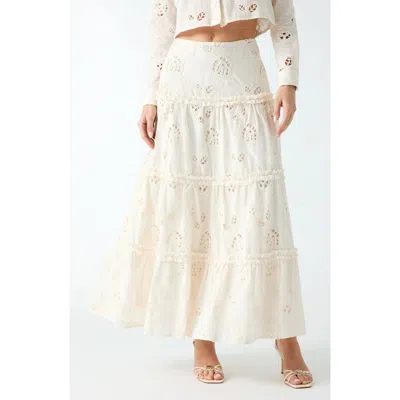 Guess Lenora Appliqué Maxi Skirt In White