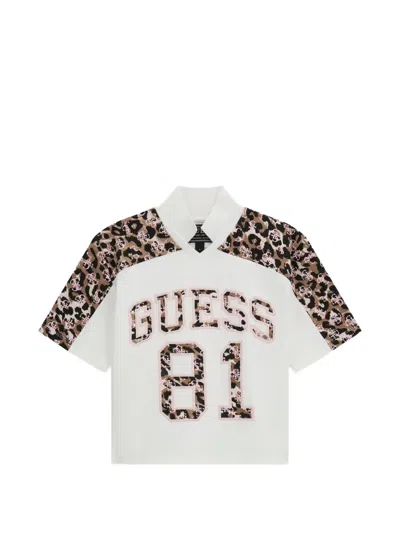 Guess Kids' Leopard-print T-shirt In White
