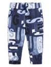 Guess Letter-print Drawstring Trousers In Blue