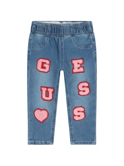 Guess Babies' Letter-appliqué Jeans In Blue