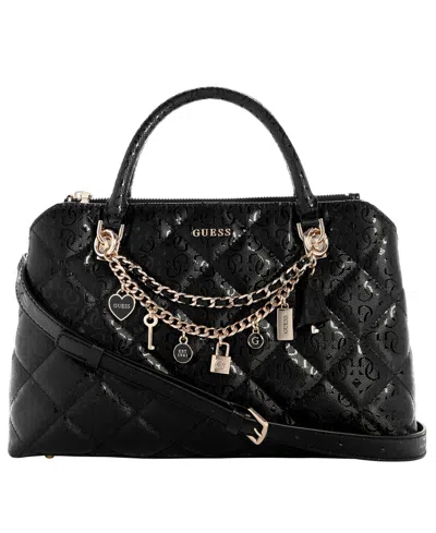 Guess Libby 2-compartment Medium Satchel Bag In Black