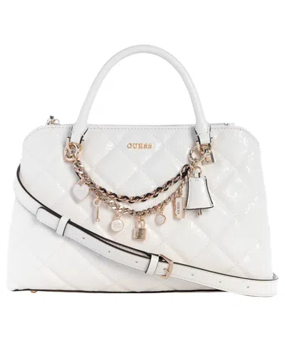 Guess Libby 2-compartment Medium Satchel Bag In White