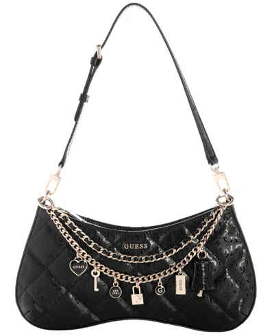 Guess Libby Small Top Zip Shoulder Bag In Black