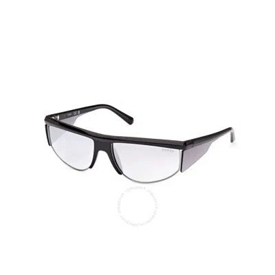 Guess Light Grey Mirror Browline Men's Sunglasses Gu00072 01c 62 In Black