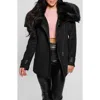 Guess Lilia Melton Coat With Faux Fur Trim In Black