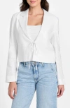Guess Linden Tie Front Linen Blend Crop Blazer