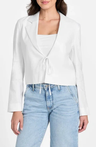 Guess Linden Tie Front Linen Blend Crop Blazer