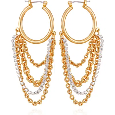 Guess Linear Chain Drop Hoop Earrings In Multi