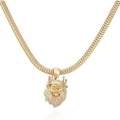 Guess Lion Head Pendant Necklace In Gold