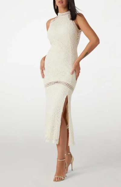 Guess Liza Open Stitch Maxi Dress In Cream White Multi