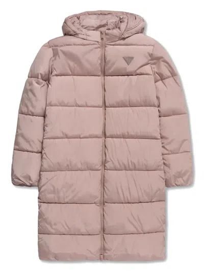 Guess Kids' Logo-appliqué Coat In Pink