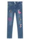 Guess Logo Denim Jeans In Blue