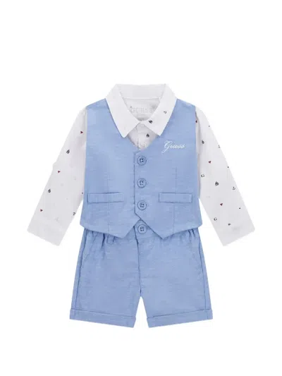 Guess Babies' Logo-detail Shorts Set In Blue