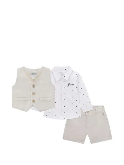 Guess Babies' Logo-detail Shorts Set In Neutral
