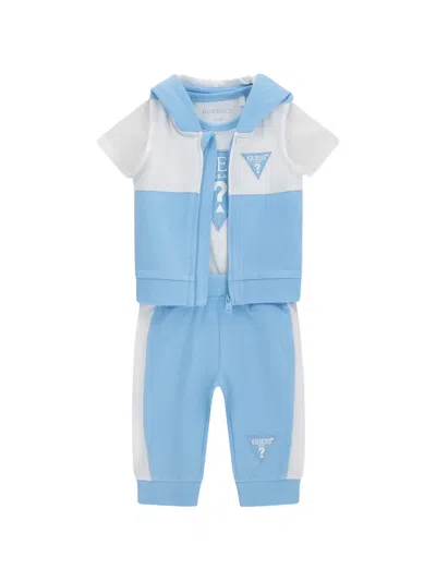 Guess Babies' Logo-detail Trouser Set (set Of Three) In Blue