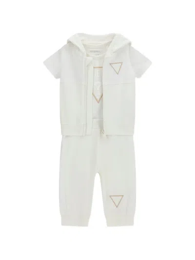 Guess Babies' Logo-detail Trouser Set (set Of Three) In White