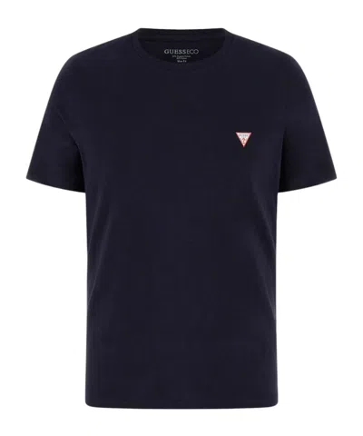 Guess Logo Detailed Crewneck T-shirt In Blue