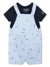 Guess Logo Dungarees In Blue
