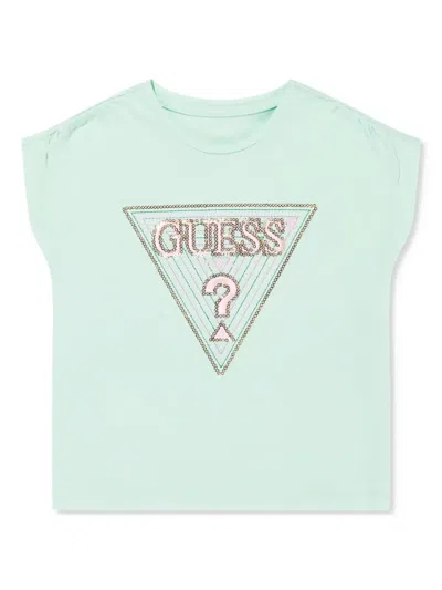 Guess Babies' Logo-embellished T-shirt In 绿色