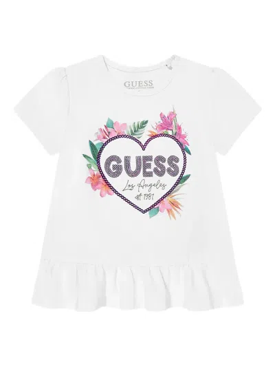 Guess Kids' Logo-embellished T-shirt In White