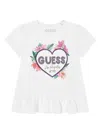 Guess Girls Floral Logo T-shirt In White