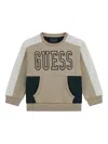 Guess Logo-embroidered Colour-block Sweatshirt In Brown