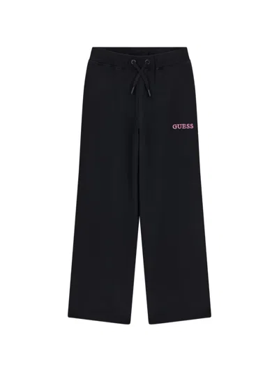 Guess Kids' Logo-embroidered Drawstring Track Pants In Black