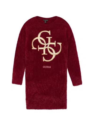 Guess Kids' Logo Embroidered Dress In Red