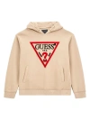 Guess Logo-embroidered Hoodie In Neutrals
