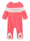 Guess Baby Girl Printed Long Sleeve Coverall In Pink